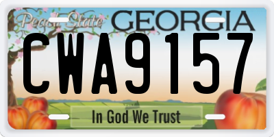 GA license plate CWA9157