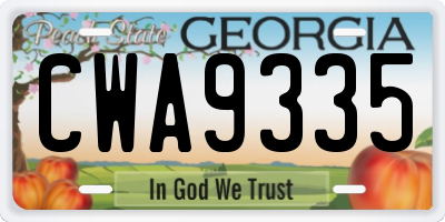 GA license plate CWA9335