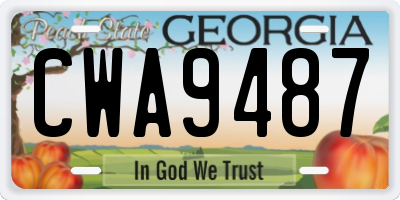 GA license plate CWA9487