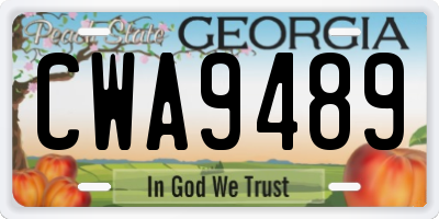 GA license plate CWA9489