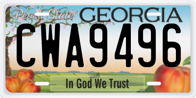 GA license plate CWA9496