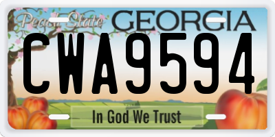 GA license plate CWA9594