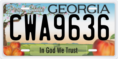 GA license plate CWA9636