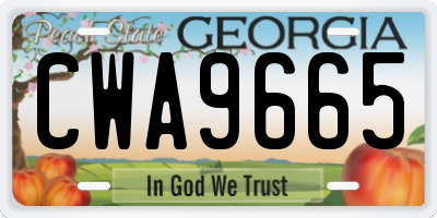 GA license plate CWA9665