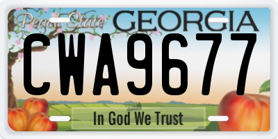 GA license plate CWA9677