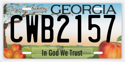GA license plate CWB2157