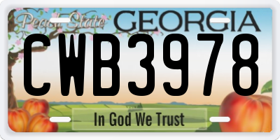 GA license plate CWB3978