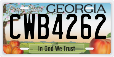 GA license plate CWB4262