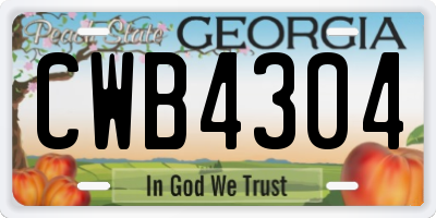 GA license plate CWB4304