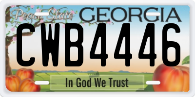 GA license plate CWB4446