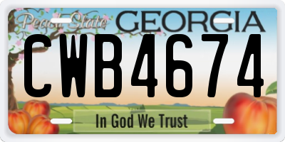 GA license plate CWB4674