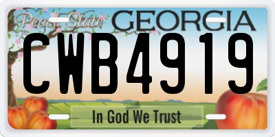 GA license plate CWB4919