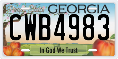 GA license plate CWB4983