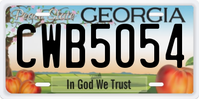 GA license plate CWB5054