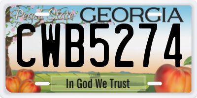 GA license plate CWB5274