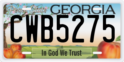 GA license plate CWB5275