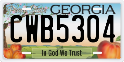 GA license plate CWB5304