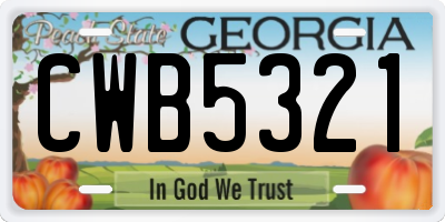 GA license plate CWB5321