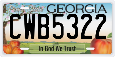 GA license plate CWB5322