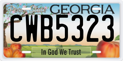 GA license plate CWB5323