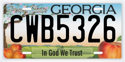 GA license plate CWB5326