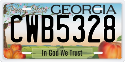 GA license plate CWB5328