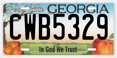 GA license plate CWB5329