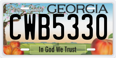 GA license plate CWB5330