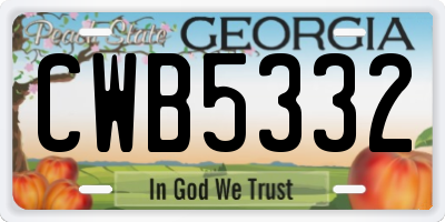 GA license plate CWB5332