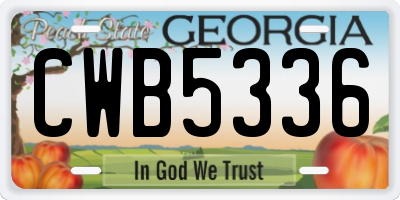 GA license plate CWB5336