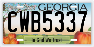 GA license plate CWB5337
