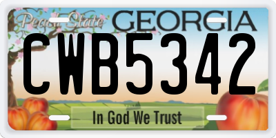 GA license plate CWB5342