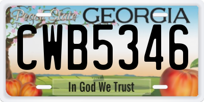 GA license plate CWB5346