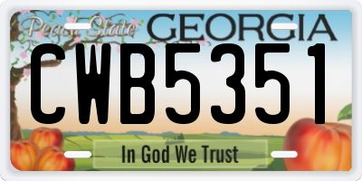 GA license plate CWB5351