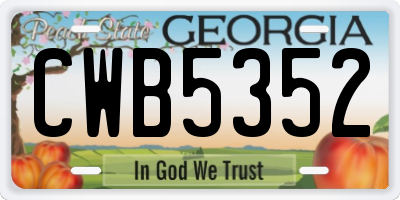 GA license plate CWB5352