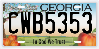 GA license plate CWB5353