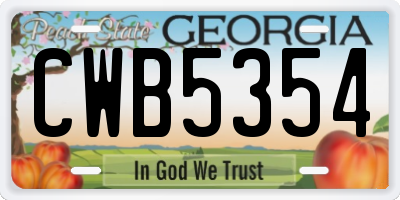GA license plate CWB5354
