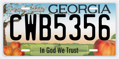 GA license plate CWB5356