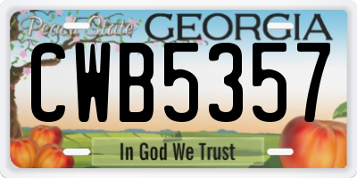 GA license plate CWB5357