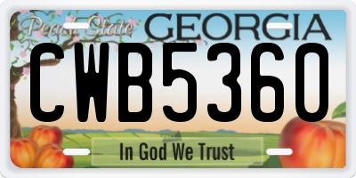 GA license plate CWB5360