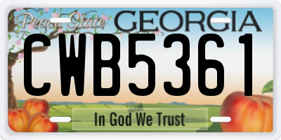 GA license plate CWB5361