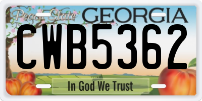 GA license plate CWB5362