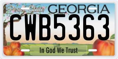 GA license plate CWB5363