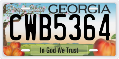 GA license plate CWB5364