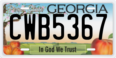 GA license plate CWB5367