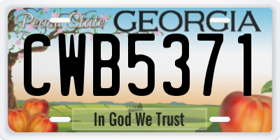 GA license plate CWB5371