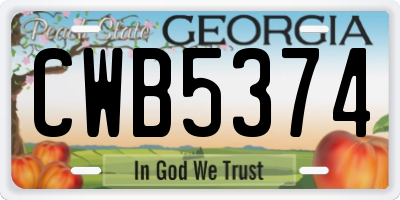GA license plate CWB5374