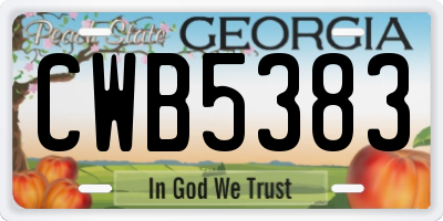 GA license plate CWB5383