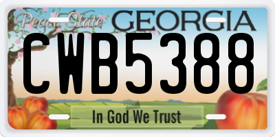 GA license plate CWB5388