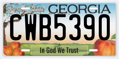 GA license plate CWB5390
